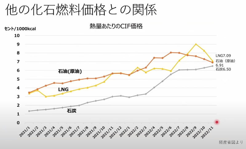 日本が輸入している化石燃料との比較